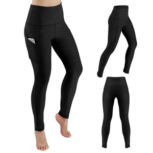 Yoga Leggings Tights High Waist with Pocket Women's Yoga Pants Running Pants Tights Tummy Control Workout Running 4 Way Stretch - Fisez