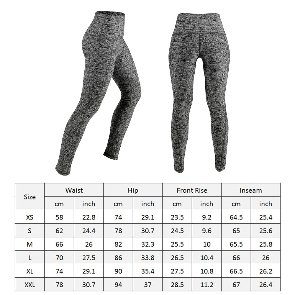 Yoga Leggings Tights High Waist with Pocket Women's Yoga Pants Running Pants Tights Tummy Control Workout Running 4 Way Stretch - Fisez