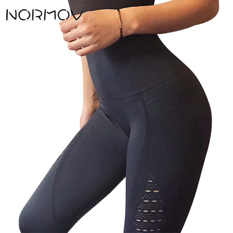 NORMOV Seamless High Waist Yoga Leggings Tights Women Workout Mesh Breathable Fitness Clothing Training Pants Female 5 Color - Fisez